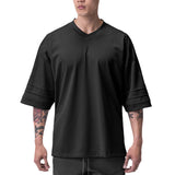 Quick-drying Drop Shoulder Mesh V-neck Short Sleeve t-shirt