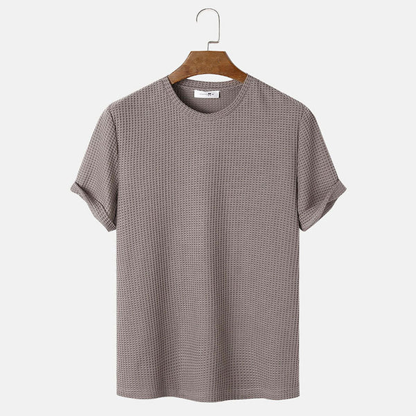 Men Summer Solid Color Round Neck T-Shirts