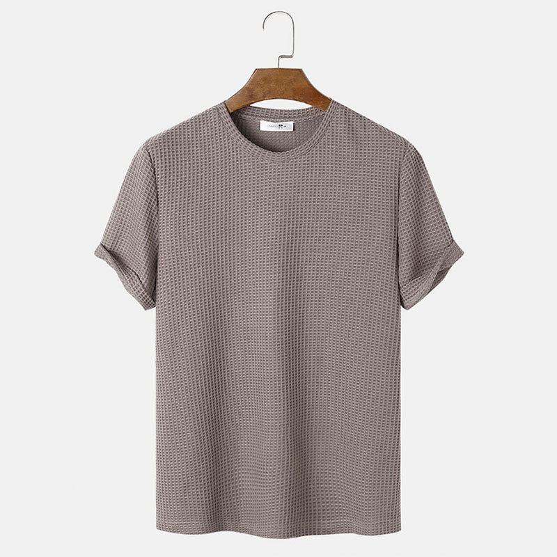 Men Summer Solid Color Round Neck T-Shirts