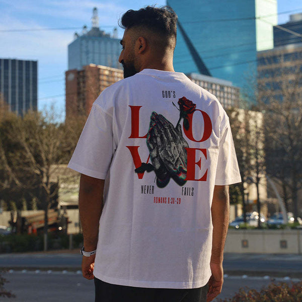 God's Love Never Fails Print T-shirt