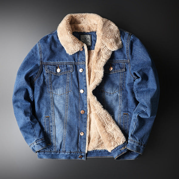 Autumn And Winter Fleece-lined Old Fashion Casual Denim Coat