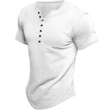 Men's Casual Solid Color Button Sleeve summer t-shirt