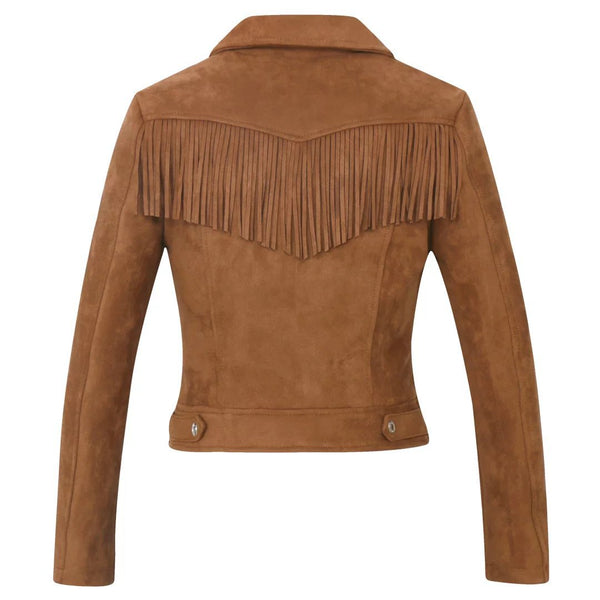 autumn and winter Lapel tassel suede leather jacket