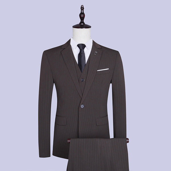 Slim Vertical Stripe Suit Three-piece Suit for men