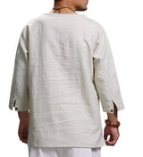 Cotton And Linen Men's Shirt With Pullover