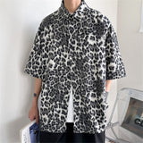 Leopard Print Short-Sleeved Shirt Men's Trend