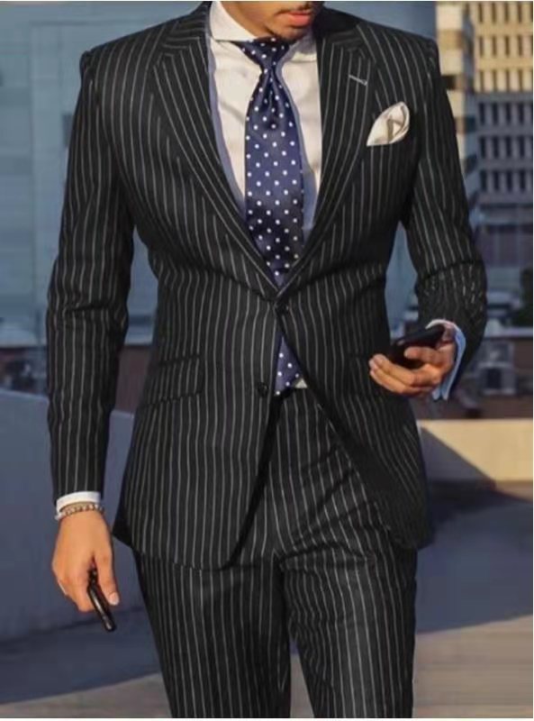 Pinstripe Men's Fashion Casual Suit Jacket