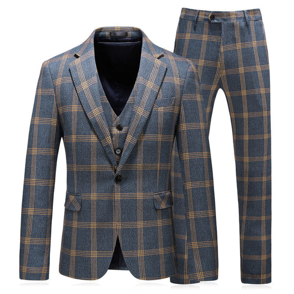 Men's Business plaid Dress Suit Set