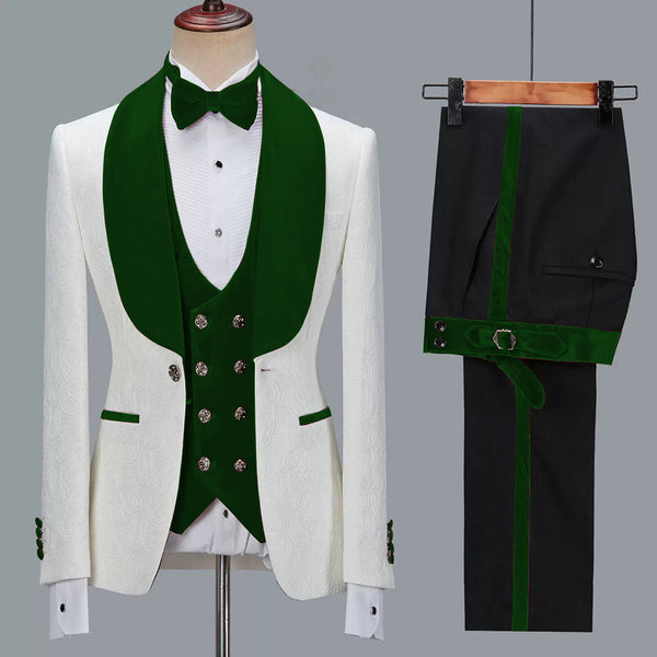 Men's Casual Jacquard Suit Three Piece