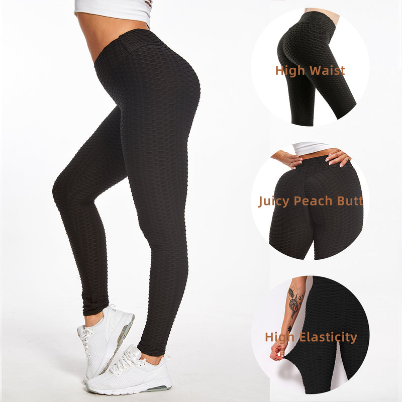 Women Bubble Textured Leggings Butt Lifting Yoga Pants