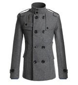 Men's slim-fit woolen trench coat