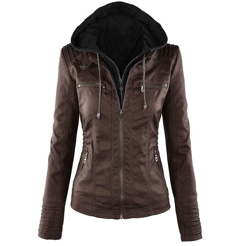 Hot Removable Solid Leather Jacket