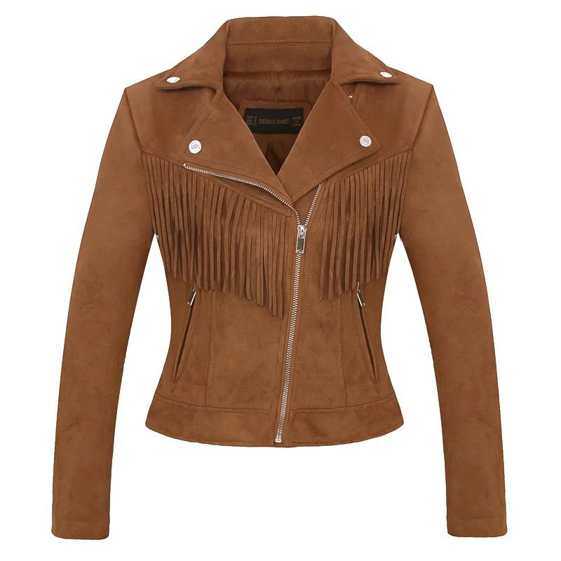 autumn and winter Lapel tassel suede leather jacket