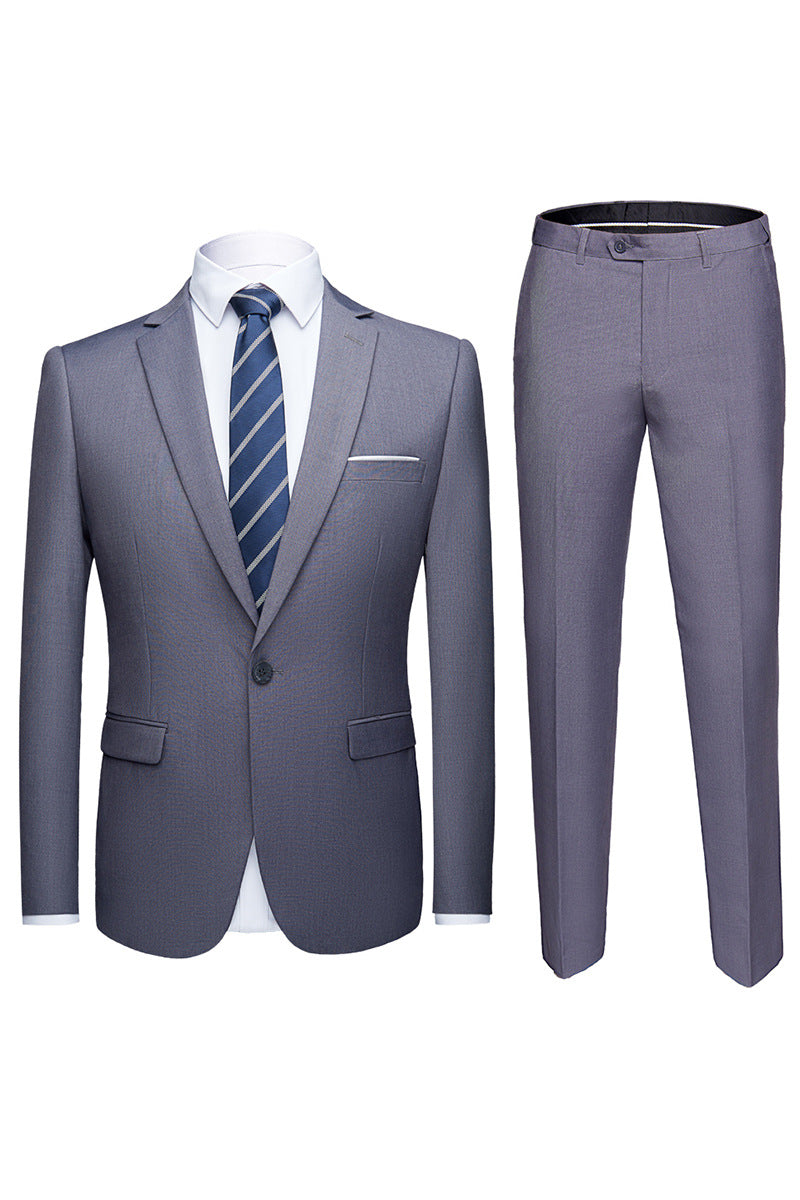 Solid Color two-piece Small Suit for men