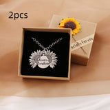 You Are My Sunshine Sunflower Couple Necklace
