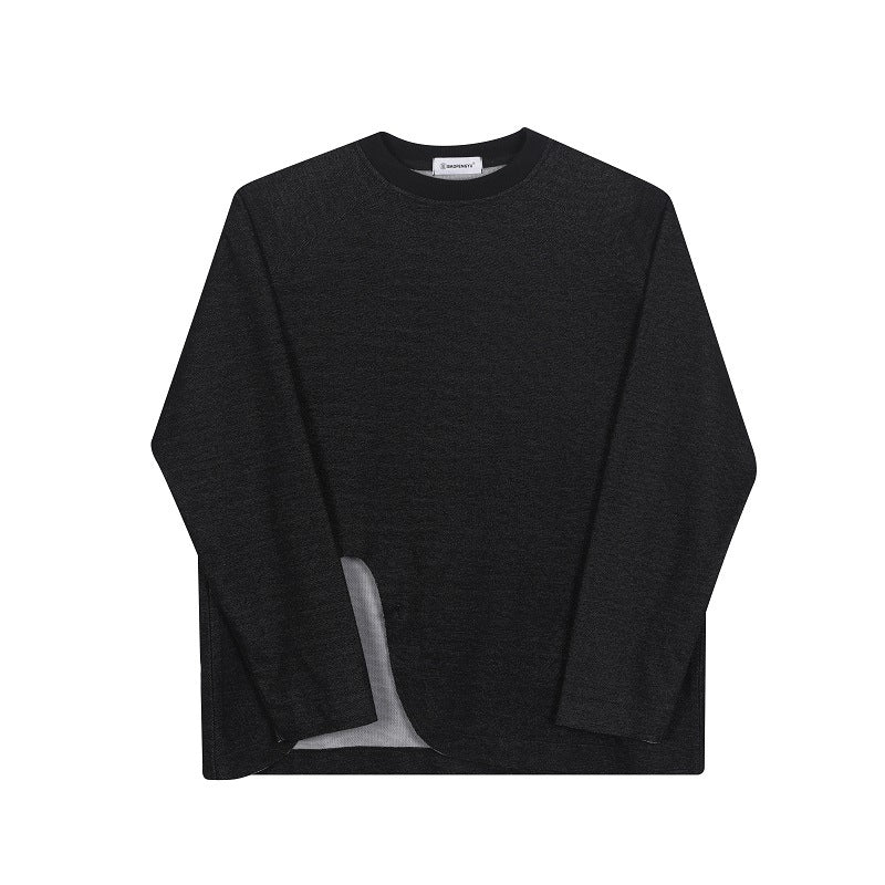 Men's Long Sleeved T-shirt With Irregular Hem