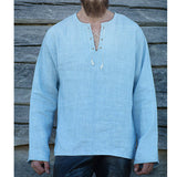 Lace-up Loose V-neck Long-sleeved T-shirt Men