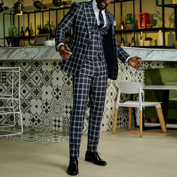 Casual Checkered two piece suit for men