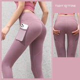 Gym Sport Seamless Leggings With Pockets Push Up High Waist Pants women