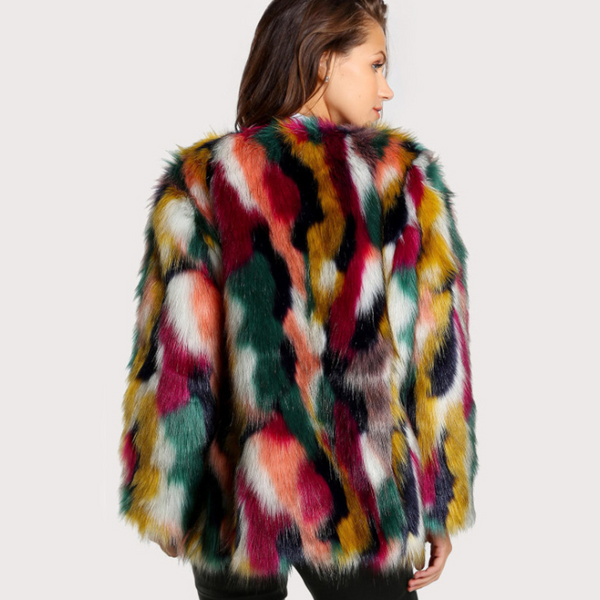 Elegant Fur Colorful Faux Fur Coat