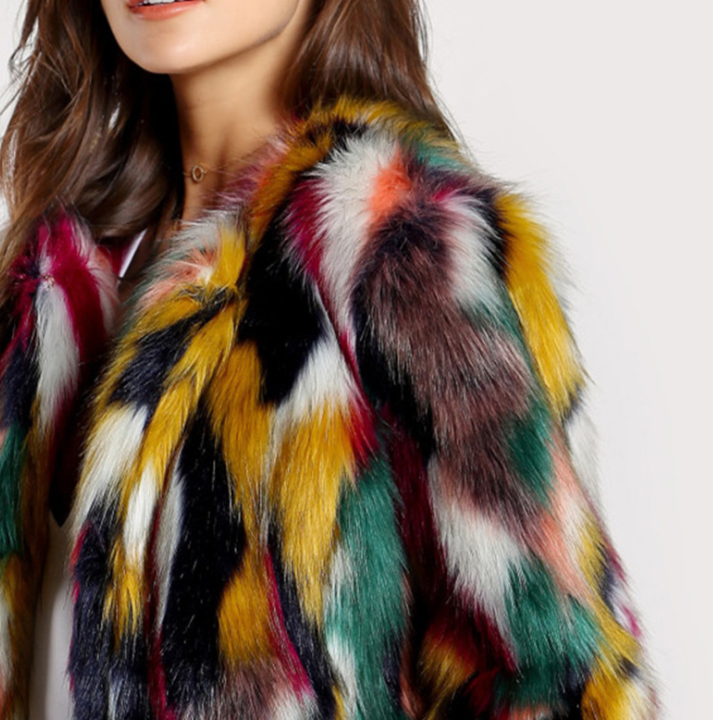 Elegant Fur Colorful Faux Fur Coat