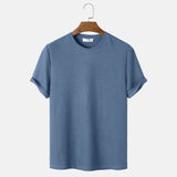 Men Summer Solid Color Round Neck T-Shirts