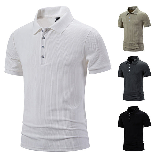 Men's Sunken Stripe Lapel Short Sleeve t-shirt