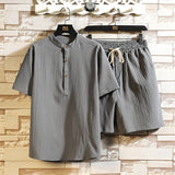 Two-piece Suit Summer New Stand Collar Retro Short Sleeve Suit