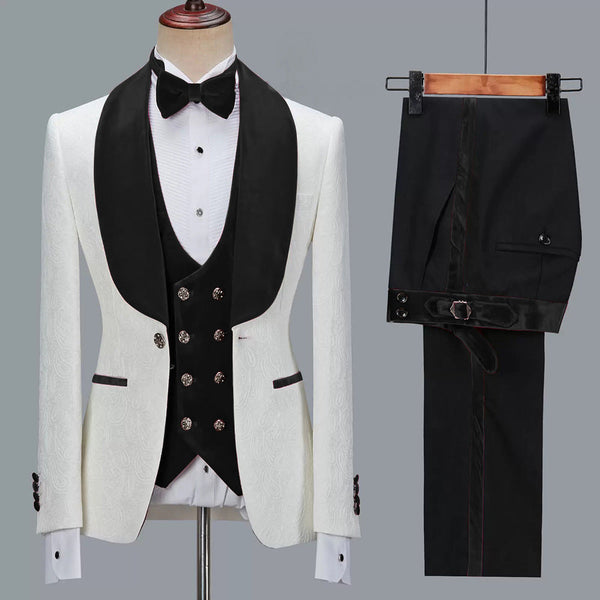 Men's Casual Jacquard Suit Three Piece