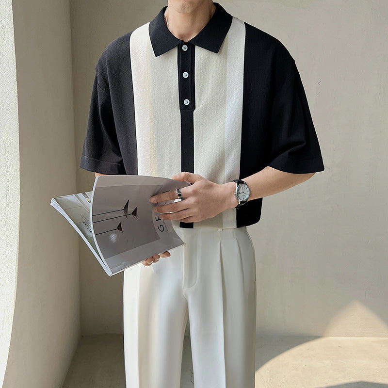 Men's Short Sleeve Polo Shirt Urban Casual Loose Knit