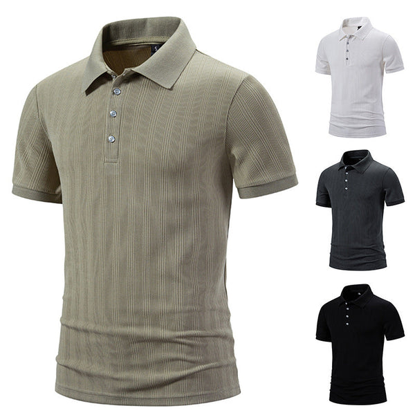 Men's Sunken Stripe Lapel Short Sleeve t-shirt