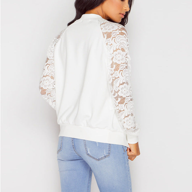 Women Bomber Jacket With Lace