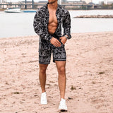 Long Sleeve beach Shirt & Shorts summer set