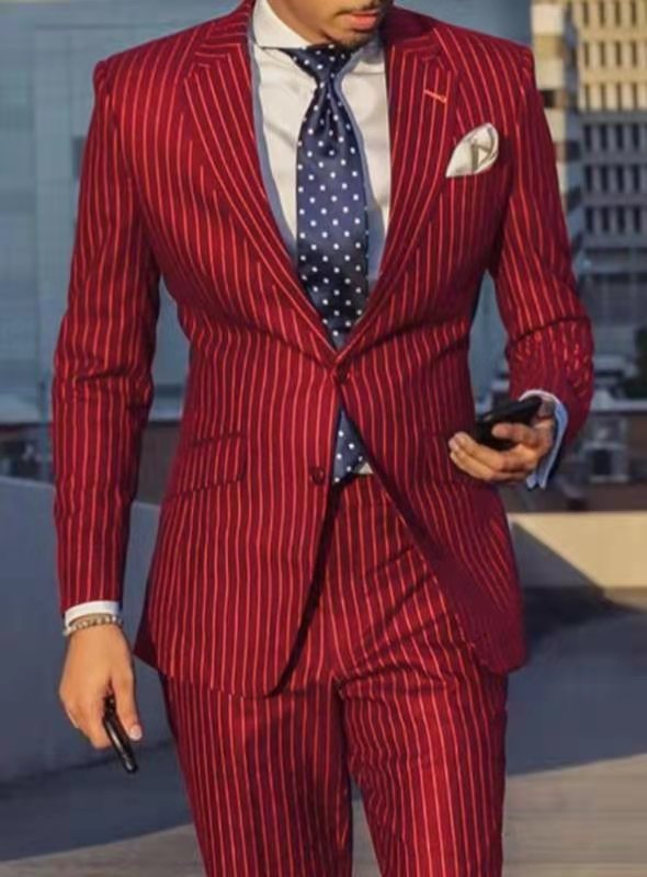 Pinstripe Men's Fashion Casual Suit Jacket