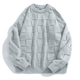 Men's Checkerboard Sweater Versatile Crew Neck