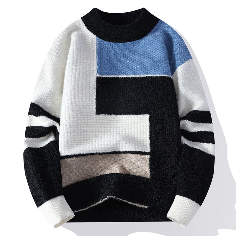 Men's Fleece-lined Thickened Knitting Bottoming sweater