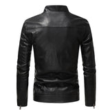 Autumn And Winter Zipper Leather Jacket Stand Collar Business Motorcycle