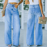 Loose Washed Denim Trousers