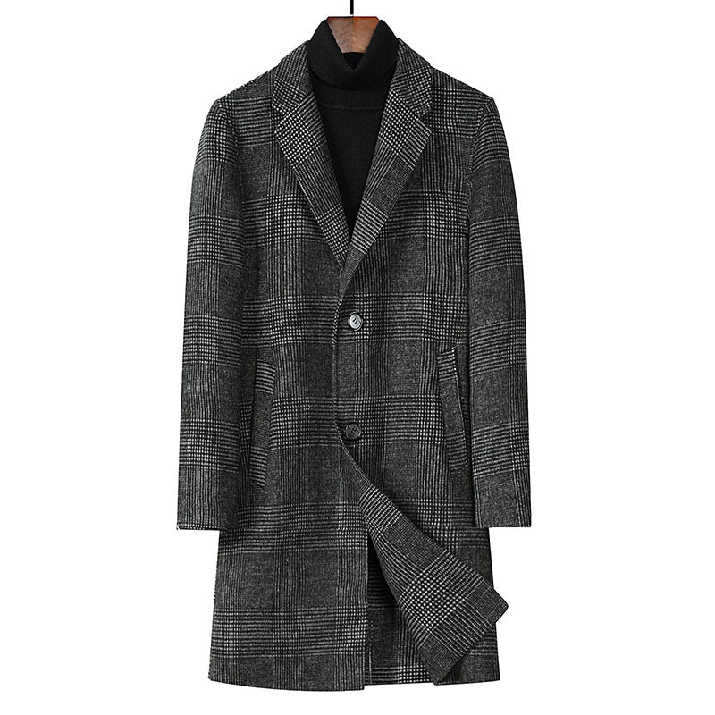 Men's Plaid Double-sided Woolen trench Coat