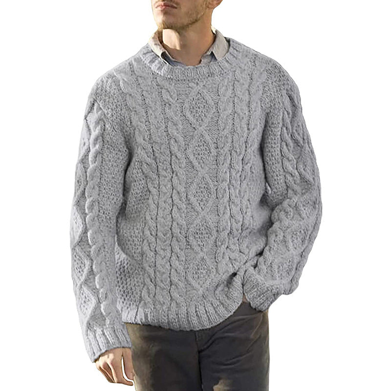 Men's American Solid Color Round Neck sweater