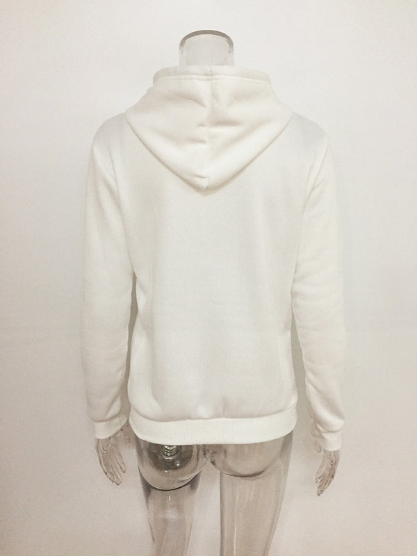 Printed hooded loose sweatshirt
