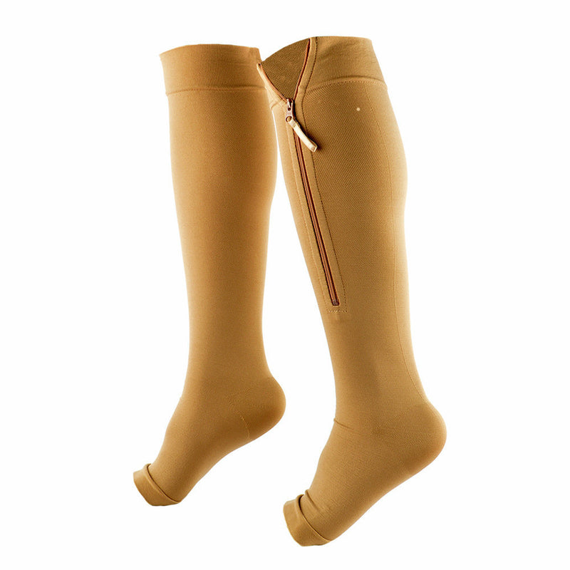 Women's Stockings Compression Zipper Varicose Vein Pressure Loop Knee