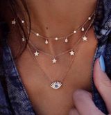 Eyelash Blue Diamond Multi-Layer Necklace