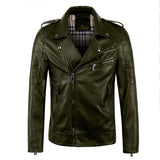Men's lapel slim leather jacket