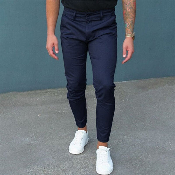 European And American Tight Pocket Zipper Slim Fit Trousers