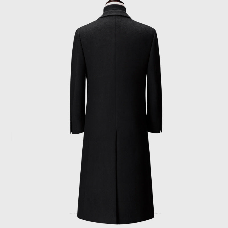 Men's long woolen trench coat