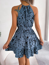 Casual Leopard Print Ruffled Swing Summer Dress