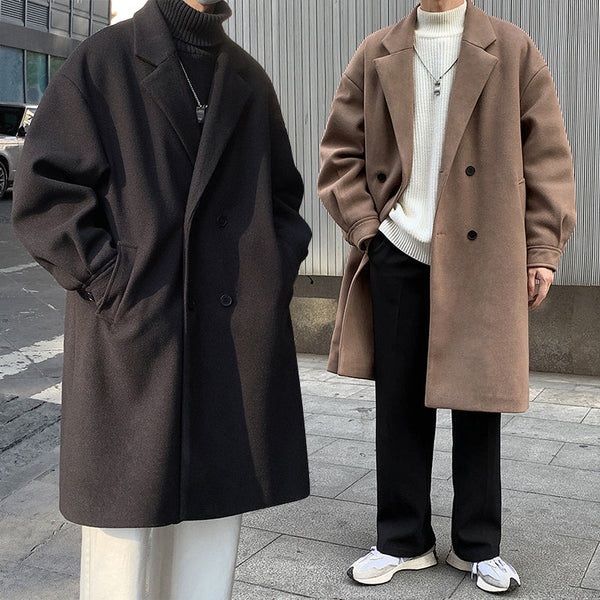 Loose And Thickened Long trench Coat men