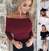 Sexy off Shoulder Tight-Fitting Knit Top