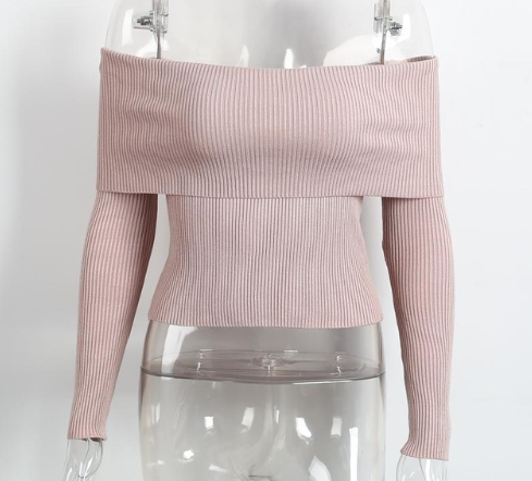 Sexy off Shoulder Tight-Fitting Knit Top